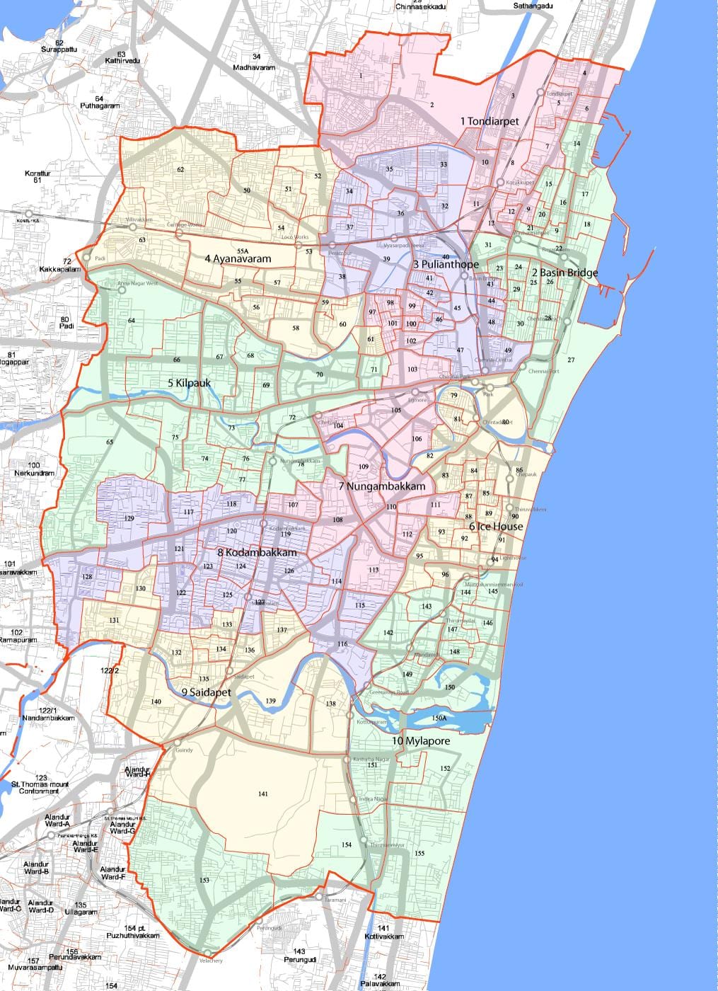 ಗ್ರೇಟರ್ ಚೆನೈ ಕಾರ್ಪೊರೇಷನ್ ನಕ್ಷೆ