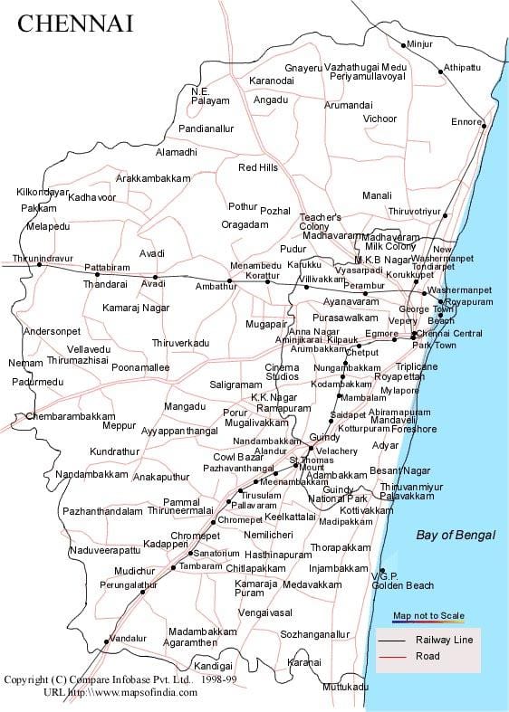ಚೆನ್ನೈ ನಕ್ಷೆ ದಿಕ್ಕುಗಳಲ್ಲಿ