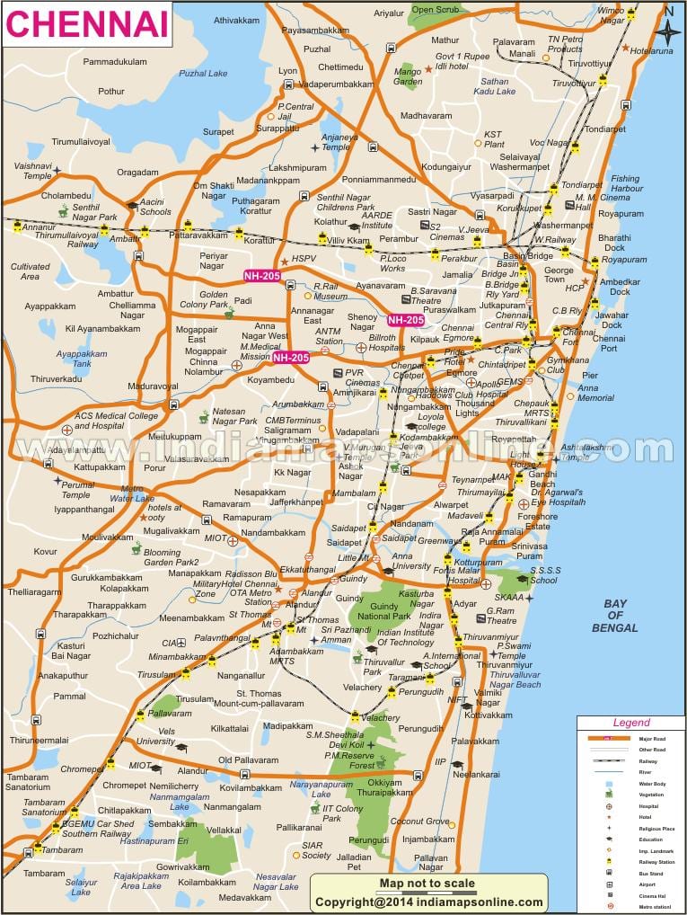 ಚೆನ್ನೈ ನಗರ ಸಂಪೂರ್ಣ ನಕ್ಷೆ